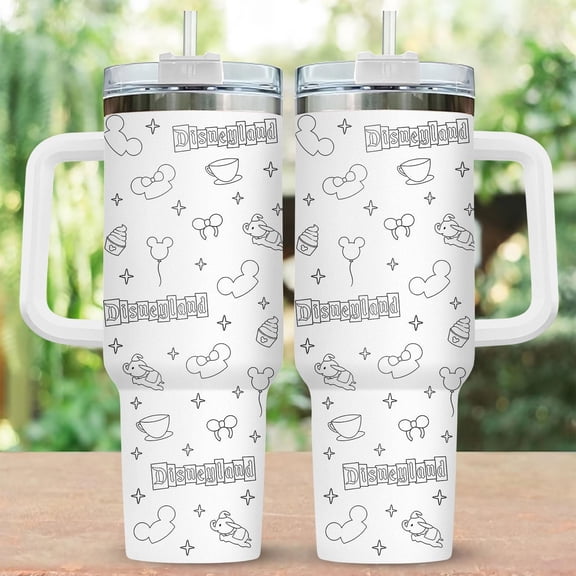 Star Mug Parks Tumbler 40Oz, Magical Kingdom Tumbler Cup, Mickey And Minnie Travel Mug, Park Day Gift, Lovers Tumbler - Tumbler With Handle, To-Go Coffee Mug 40oz