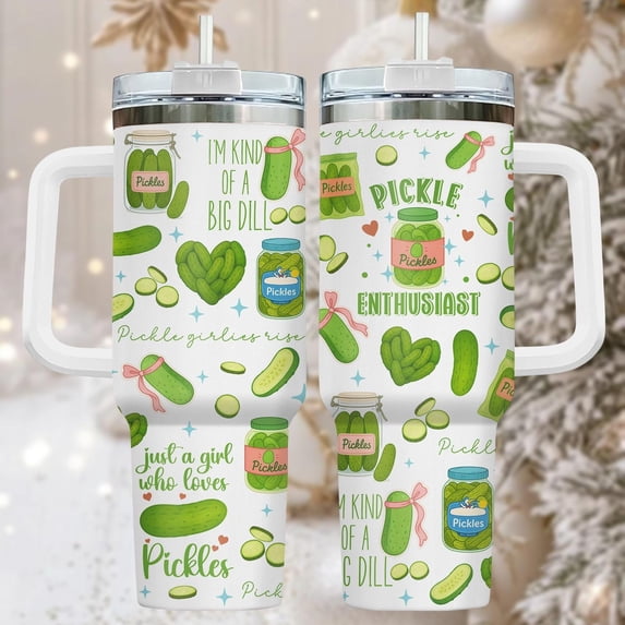 Star Mug Pickle Lover 40Oz Tumbler, D Tumbler With Handle, Fun Coffee Cup Gift For Her, Novelty Drinkware For Travel, Holiday G - Tumbler With Handle, To-Go Coffee Mug