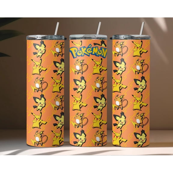 Star Mug Pikachu Evolution 20Oz Tumbler Wrap, Anime Design - To-Go Coffee Mug