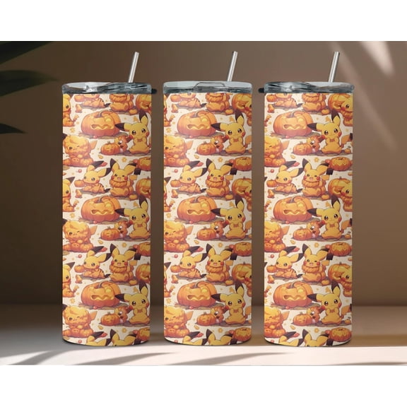 Star Mug Pikachu Tumbler Wrap, Pumpkin Pattern - To-Go Coffee Mug