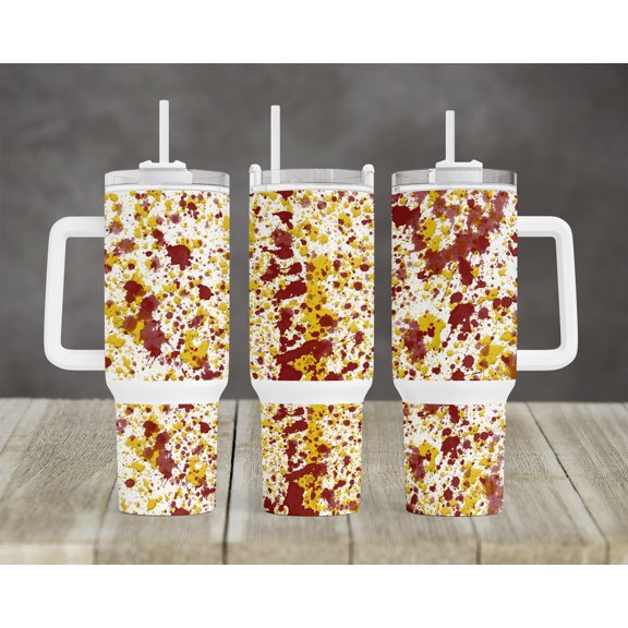 Star Mug Powerwash Splatter School Mascot Design 40 Oz Tumbler Maroon Gold - Tumbler With Handle, To-Go Coffee Mug