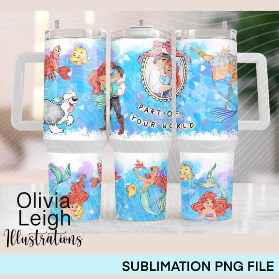 Star Mug Princess Ariel, The Little Mermaid, Wrap 40Oz Tumbler Design Printable - Tumbler With Handle, To-Go Coffee Mug