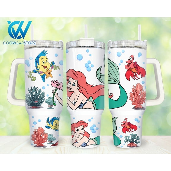 Star Mug Princess And Prince 40Oz Tumbler Wrap , Cartoon Characters Pieces 40 Oz Tumbler , Princess Cartoon 40Oz Tumbler - Tumbler With Handle, To-Go Coffee Mug