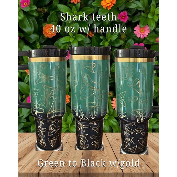 Star Mug Sh@rk Teeth Stainless Steel Tumbler – Drinkware - Tumbler With Handle, To-Go Coffee Mug 40oz