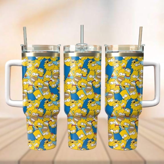 Star Mug The Simpsons Tumbler 40Oz, Homer Family Water Tumbler, Characters Coffee Tumbler, Cartoon Tumbler Cup, Simpsons Lover Gift - Tumbler With Handle, To-Go Coffee Mug