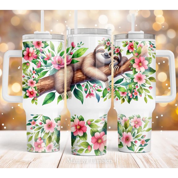 Star Mug Sloth 40Oz Tumbler Design Cute Animal Boho Flower Floral Sloth Wrap Waterslide - 40Oz To-Go Coffee Mug