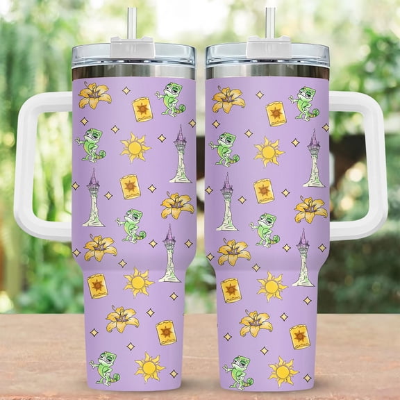 Star Mug Tangled Pascal Lantern Tower Tumbler 40Oz, Rapunzel Travel Mug, Glow Lantern Cup, Pascal Tumbler, Magic Kingdom Cup - Tumbler With Handle, To-Go Coffee Mug 40oz