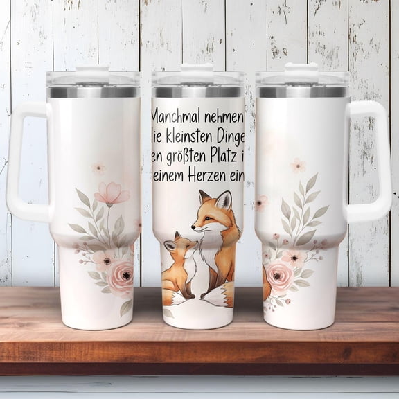 Star Mug Thermal Mug With Saying For Mom, Fox Mug Gift, Insulated Travel Mug With Handle, Gift Idea For Women, Mug With Heart Message - Tumbler With Handle, To-Go Coffee Mug 40oz