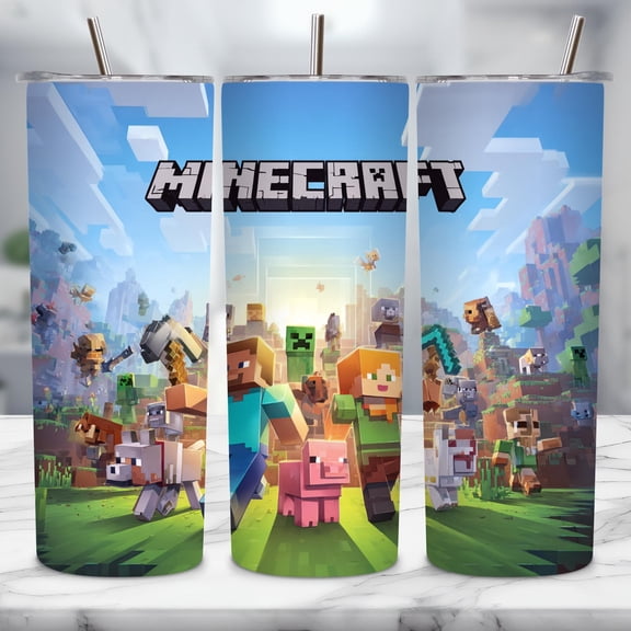 Star Mug Video Game Tumbler Wrap, 20Oz Skinny Tumbler, Gaming Cup, Mine-Craft Tumbler, Gamer Gift For Him, Tumbler To-Go Coffee Mug