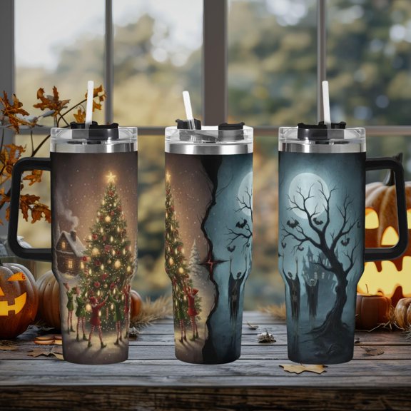 Star Mug Whimsical 40oz Tumbler With Handle Lid and Straw, Holiday Cup, Travel Tumbler, Fun Tumbler Gift 40oz