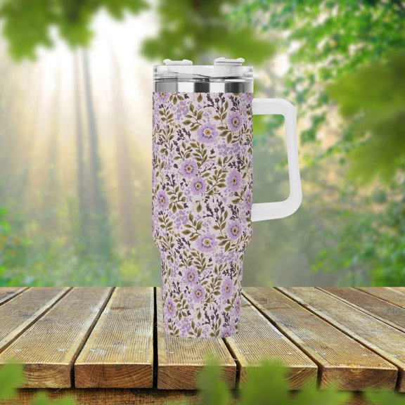 Star Mug Wildflower Cottagecore 40oz Tumbler With Handle Lid and Straw, Cute Retro Floral Cup, Travel Tumbler, Fun Tumbler Gift 40oz