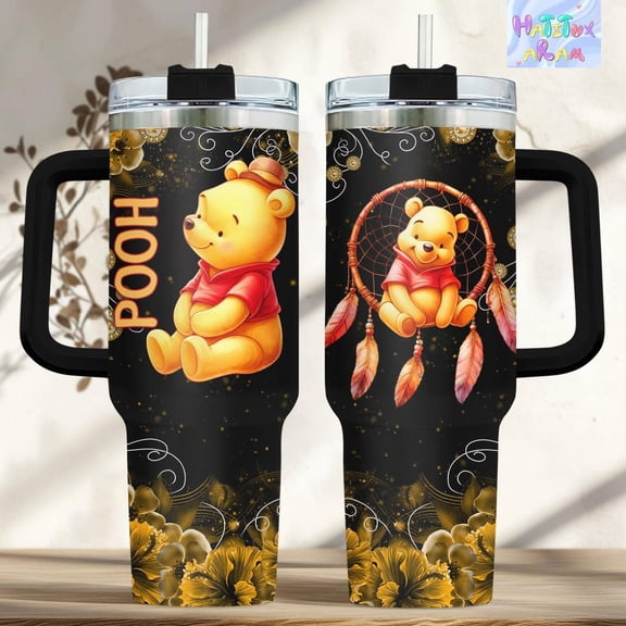 Star Mug Winnie The Pooh Tumbler 40Oz, Pooh Tumbler, Pooh Bears For Pooh Lover, Disneyworlds For Fan, Classic Pooh Tumbl - Tumbler With Handle, To-Go Coffee Mug 40oz