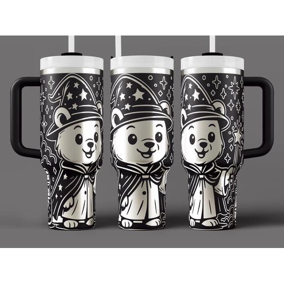 Star Mug Wizard Bear 40Oz Tumbler Wrap: Engraving, Sublimation () - Tumbler With Handle, To-Go Coffee Mug 40oz