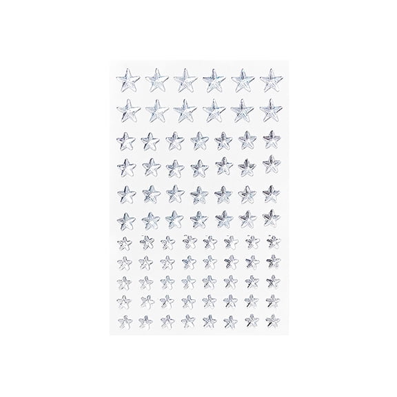 Star Multi Size White Adhesive Face Gems Stars for Stage Performance Makeup Nail Art Party Festival Decorations 1 Sheet