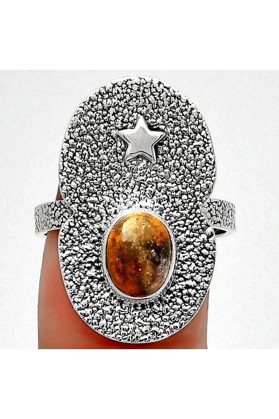 Star - Natural Indian Blanket Jasper 925 Sterling Silver Ring s.8 Jewelry R-1290 SDR185454