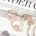 thumbnail image 1 of Star Natural Rose Quartz Adjustable Rings Brass Finger Rings for Women Inner Diameter: 18mm, 1 of 5