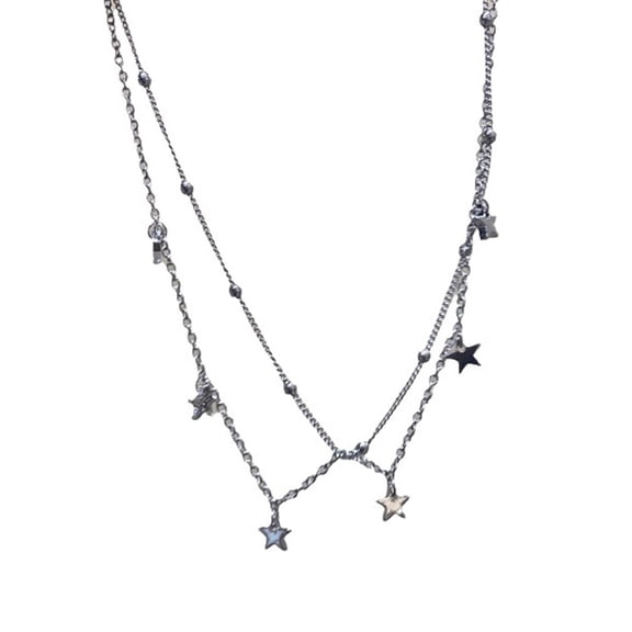 Star Necklace Double Layer Five-pointed Star Necklace Pendant Choker Five-Pointed Star Pendant Necklace for Women