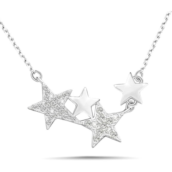 Star Necklace for Women - Adjustable Star-Shaped Pendant Necklace Cubic Zirconia Chain Hypoallergenic Minimalist Stars Charm Necklace for Daughter Granddaughter