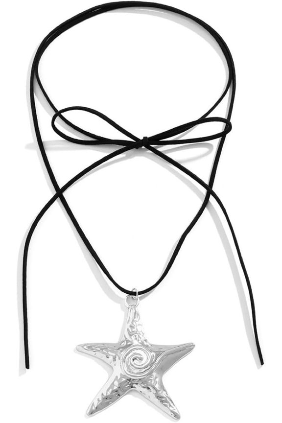 Star Necklace Y2k Gothic Star Charm Pendant Necklace for Women Cute Retro Fairy Aesthetic Star Shaped Choker Necklace Jewelry Retro Aesthetic Accessories