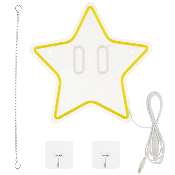 Star Neon Sign Dimmable Game Star Neon Lights for Bedroom Man Cave Holiday Party Kids' Room Game Room Decor USB Powered Gamer Gifts for Boys, Kids