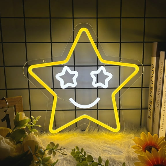 Star Neon Sign, Gaming Star Neon Sign for Game Room Decor, Man Cave, Kids Room, Super Star Gaming Wall Decor Gamer Gifts for Boys and Kids