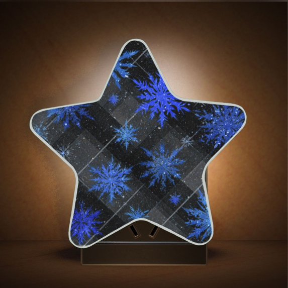 Star Night Light Auto On/Off Plug-in Wall Light with Light Sensor Warm White LED for Home Party Blue Snowflake Pattern