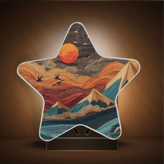 Star Night Light Auto On/Off Plug-in Wall Light with Light Sensor Warm White LED for Home Party Colorful Clouds and Mountains