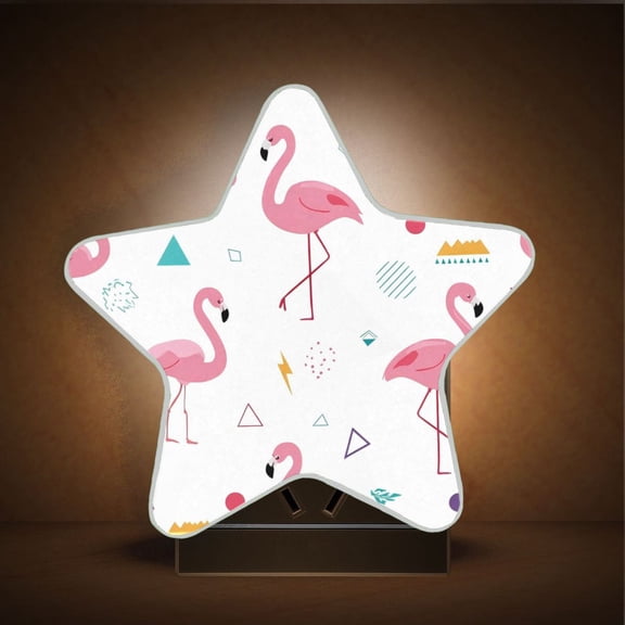 Star Night Light Auto On/Off Plug-in Wall Light with Light Sensor Warm White LED for Home Party Cute Flamingo Pattern