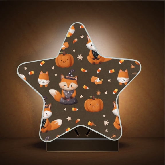 Star Night Light Auto On/Off Plug-in Wall Light with Light Sensor Warm White LED for Home Party Cute Foxes in Cute Costumes