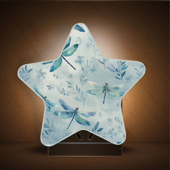 Star Night Light Auto On/Off Plug-in Wall Light with Light Sensor Warm White LED for Home Party Delicate Dragonflies Pattern