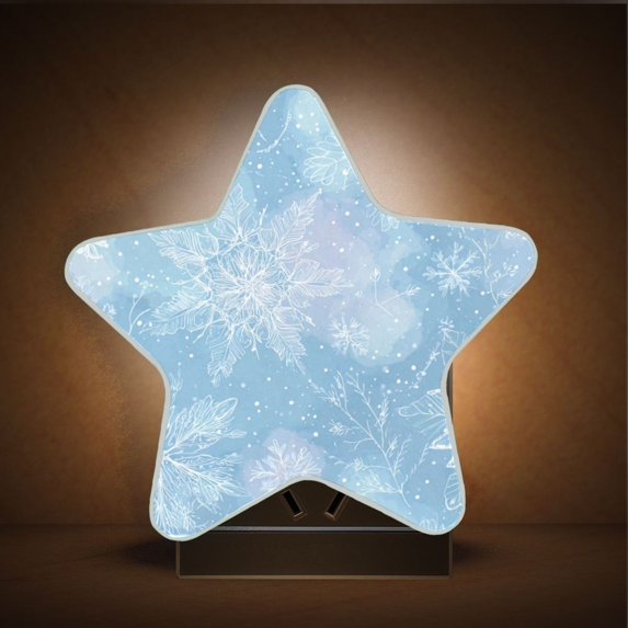 Star Night Light Auto On/Off Plug-in Wall Light with Light Sensor Warm White LED for Home Party Delicate Snowflakes Patter