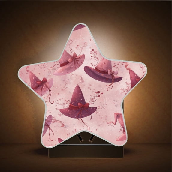 Star Night Light Auto On/Off Plug-in Wall Light with Light Sensor Warm White LED for Home Party Hats with Delicate Bows