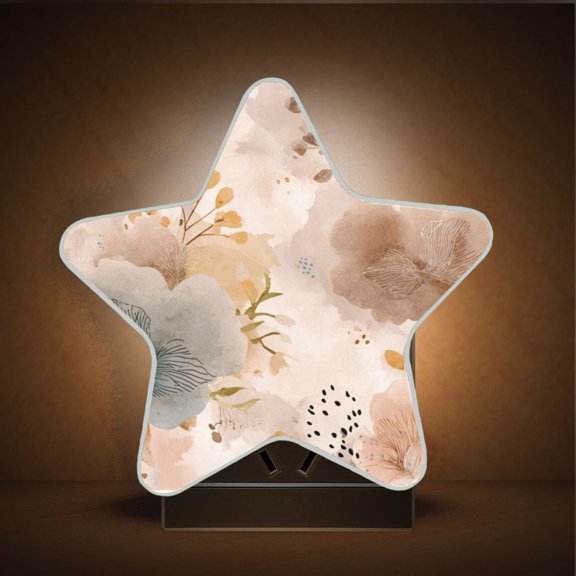Star Night Light Auto On/Off Plug-in Wall Light with Light Sensor Warm White LED for Home Party Hazy Ethereal Flowers