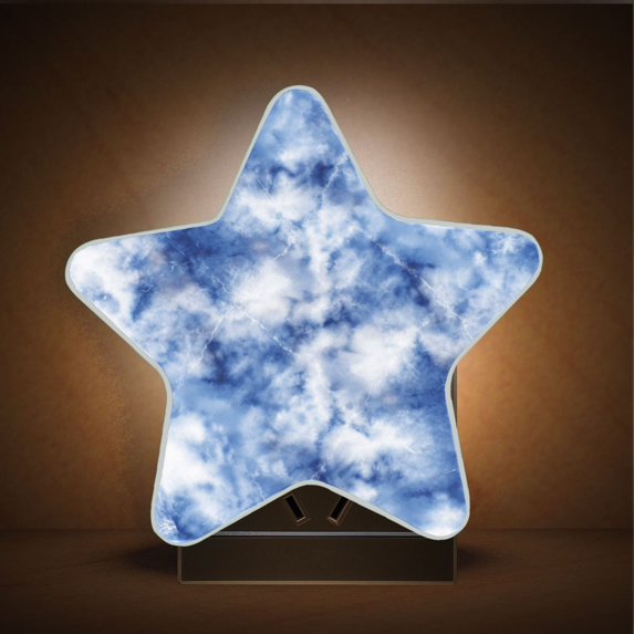 Star Night Light Auto On/Off Plug-in Wall Light with Light Sensor Warm White LED for Home Party Indigo Blue Tie-dye Pattern