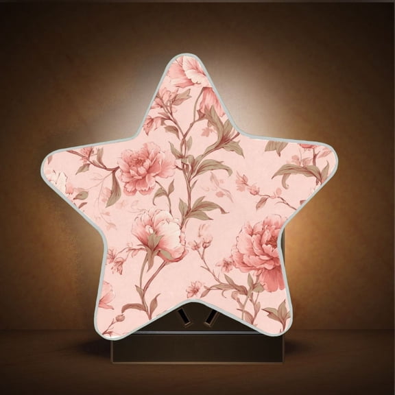 Star Night Light Auto On/Off Plug-in Wall Light with Light Sensor Warm White LED for Home Party Pink Flowers