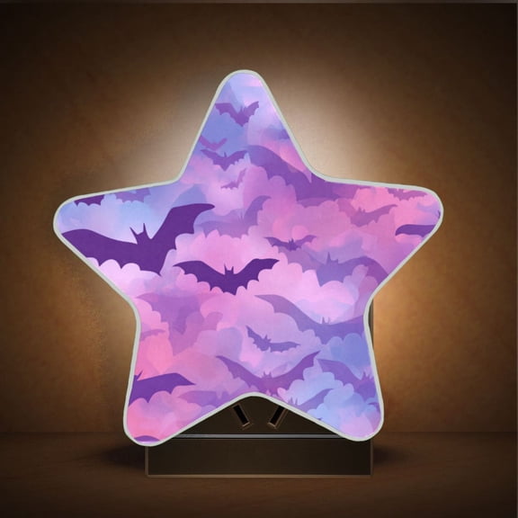 Star Night Light Auto On/Off Plug-in Wall Light with Light Sensor Warm White LED for Home Party Purple and Pink Bats