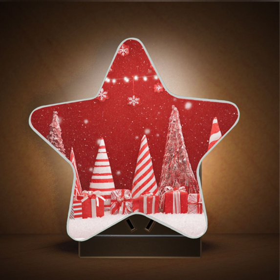 Star Night Light Auto On/Off Plug-in Wall Light with Light Sensor Warm White LED for Home Party Red Christmas Tree and Lights