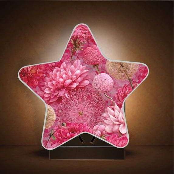 Star Night Light Auto On/Off Plug-in Wall Light with Light Sensor Warm White LED for Home Party Red Chrysanthemum and Dandelion