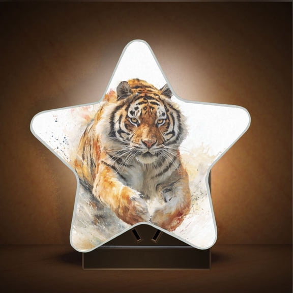 Star Night Light Auto On/Off Plug-in Wall Light with Light Sensor Warm White LED for Home Party Tiger in Action