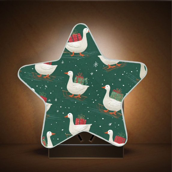 Star Night Light Auto On/Off Plug-in Wall Light with Light Sensor Warm White LED for Home Party White Goose Carrying Christmas Gift