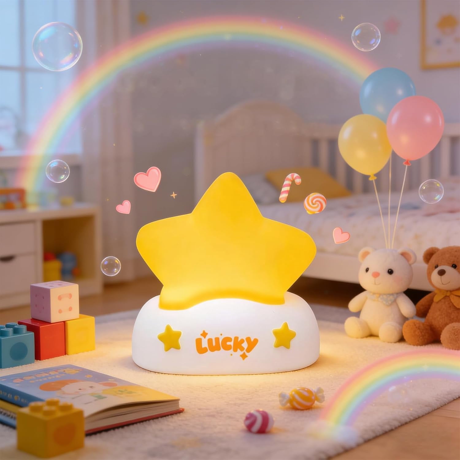Star Night Light for Kids Toddler Baby, Squishy Silicone Touch Lamp with 3 Levels Brightness, Rechargeable Portable Bedside Light with Timer Off, Gifts for Boys Girls
