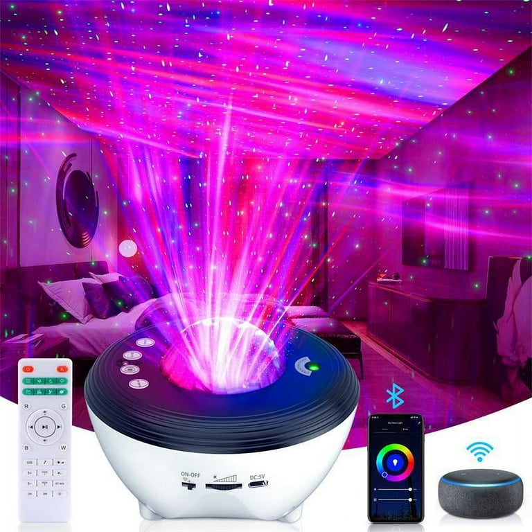 Star Night Light Projector for Kids Room, Aurora Galaxy Projector Work with  Alexa & Smart App, Remote & Voice Control, Bluetooth Speaker,White