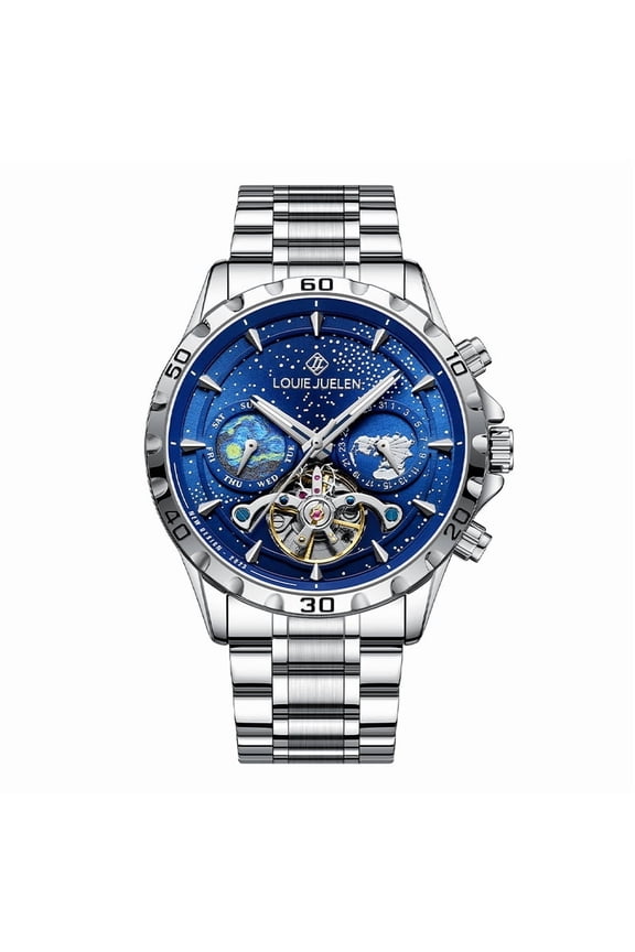 Star Ocean Series Men's Automatic Mechanical Watch with Night Light Display and Water Resistance