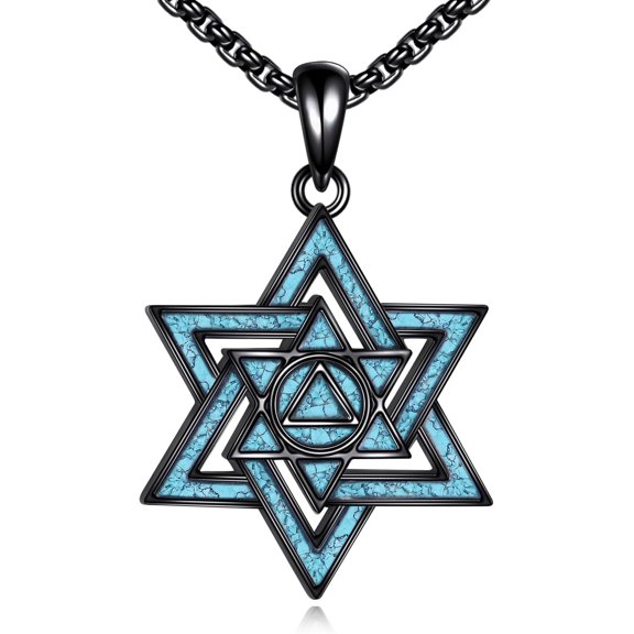 Star Of David Necklace 925 Sterling Silver Turquoise AA Sobriety/Chai/Evil Eye Necklace Je Jewelry Gifts For Men Women