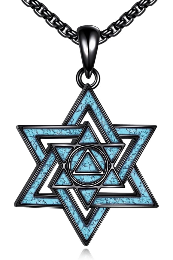 Star Of David Necklace 925 Sterling Silver Turquoise AA Sobriety/Chai/Evil Eye Necklace Je Jewelry Gifts For Men Women