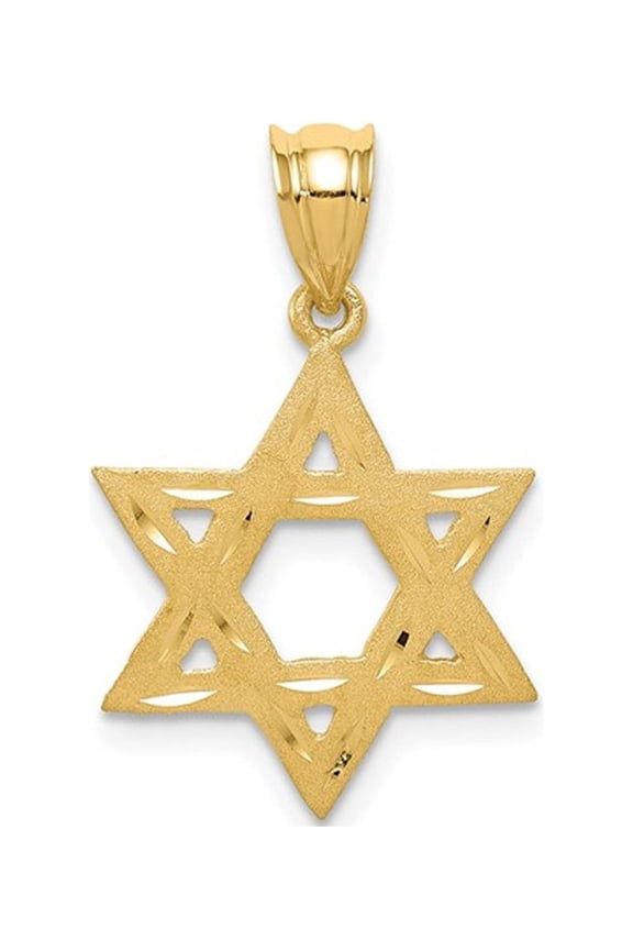 Gem & Harmony Star Of David Pendant in Satin 14K Yellow Gold (NO CHAIN) for Women