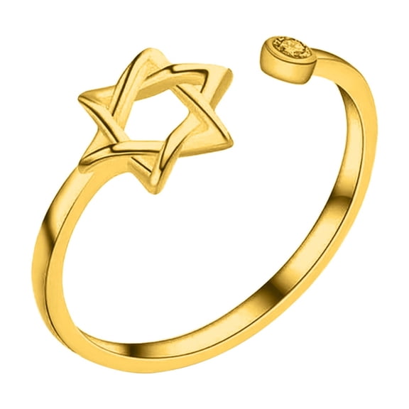 Star Of David Zircon Ring For Women Magen David Adjustable Wiccan Jewelry Elegant