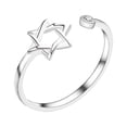 thumbnail image 1 of Star Of David Zircon Ring For Women Magen David Wiccan Jewelry Adjustable Band Elegant Design, 1 of 3