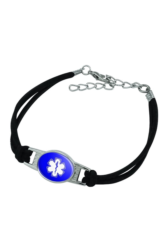 Star Of Life Medical Health EMT RN MD Novelty Suede Leather Metal Bracelet