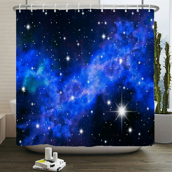 Star Outer Space Shower Curtain Bathroom Starry Galaxy Universe Planet Printed B